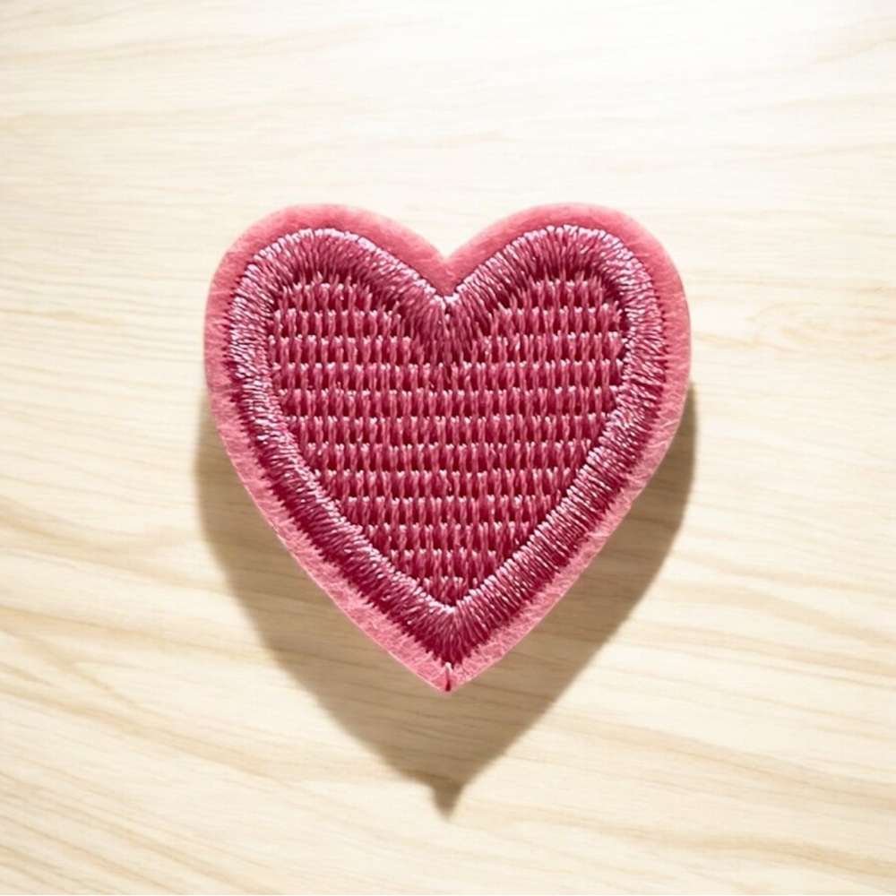 Pink Heart Embroidered Patch